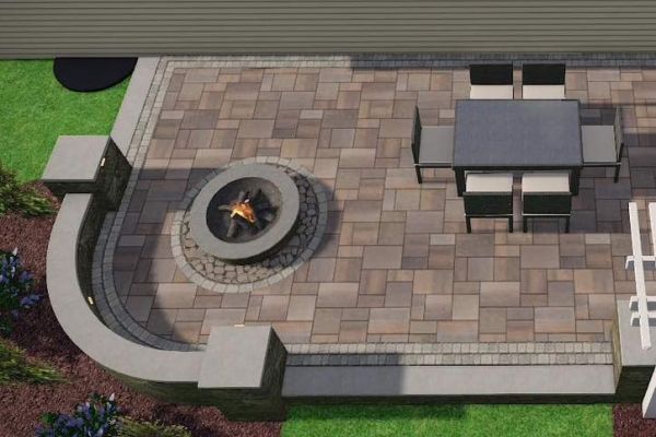 Walkway patio of Champlain Gray Techo-Bloc Blu 60 pavers - Pool and Patio Retreat - New Projects by Burkholder Landscape