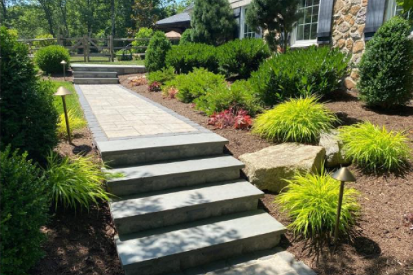 West Mountain Natural Stone Steps - Pool and Patio Retreat - New Projects by Burkholder Landscape