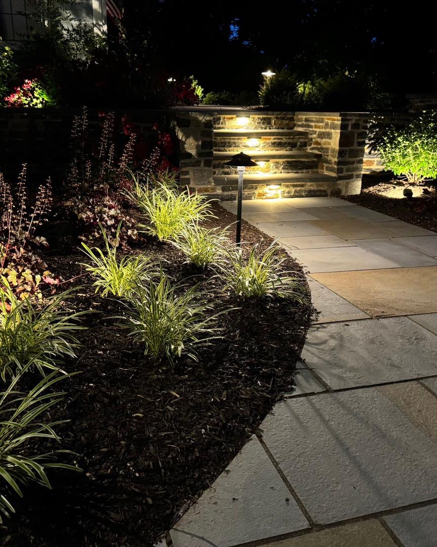 Retaining wall using Techo-Bloc 6” Mini Creta Architectural caps in beautiful chestnut brown, and stone granite boulders - Pool and Patio Retreat - New Projects by Burkholder Landscape