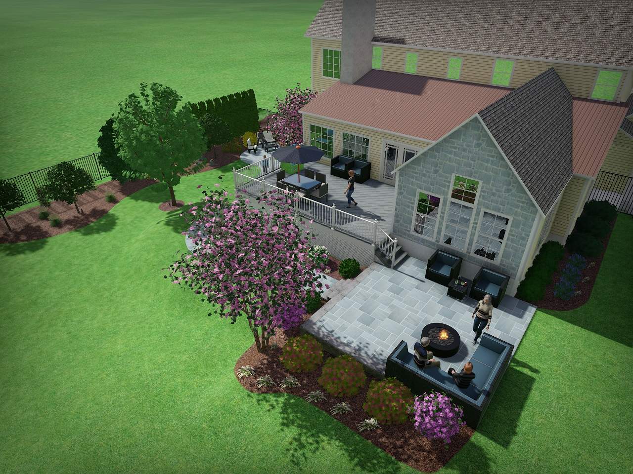 Landscape design project 3D rendering - investing in landscape design - Burkholder Landscape