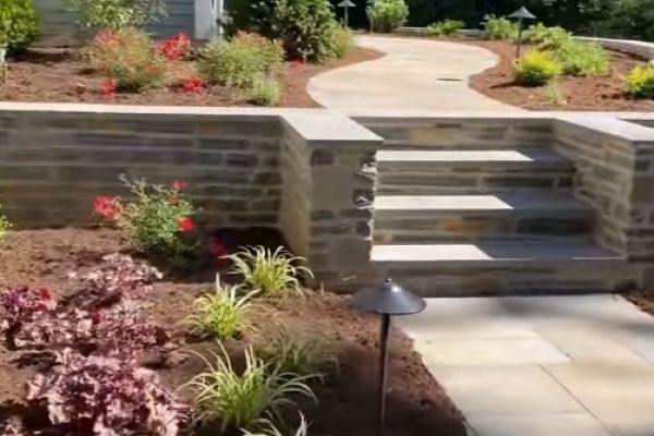 Raised beds and walkway after new landscape project | Burkholder Landscape